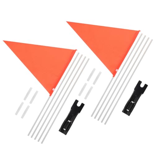 ABOOFAN Drapeau de Sécurité pour Vélo Arrière Orange Mât, Lot de 2 Sets de Ensembles, Accessoires Vélo Haute Visibilité pour Sécurité Cycliste en Extérieur