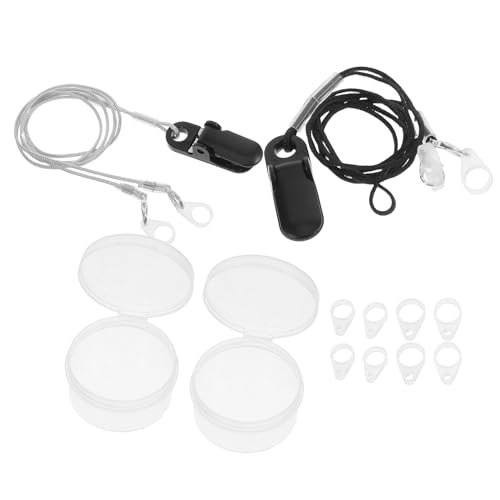 Ipetboom Lot de 2 sets de Lanières de Sécurité Anti-Perte pour Appareils Auditifs Cordelette Souple et Résistante Clips Couleurs Noir et Gris Maintien Sûr pour Seniors et Garçon et