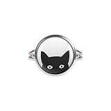 Mylery Ring mit Motiv Freche Katze Kater süß Silber 14mm
