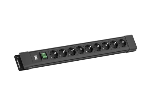 BACHMANN CONNECTUS 9xCEE7/3, 1xinterrupteur 2,0m CEE7/7 Noir