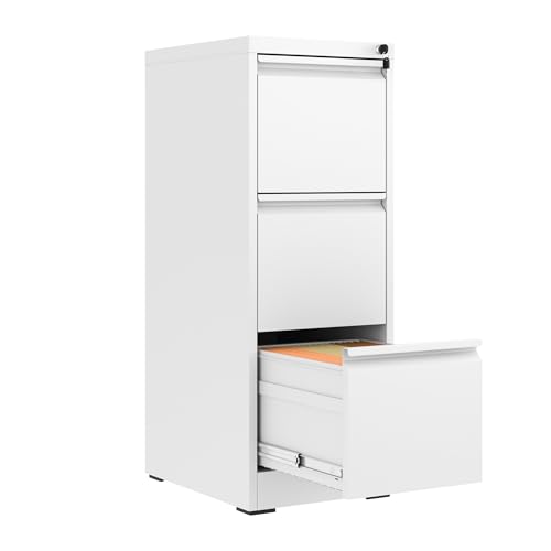 Image of 3 Drawer File Cabinet with Lock,Metal File Cabinet for Home Office