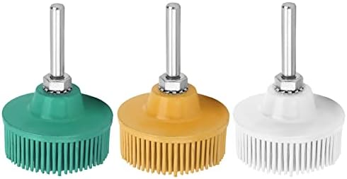Nofaner 2 Inch Bristle Disc, Emery Rubber Abrasive Brush Polishing Grinding Wheel with 1/4 Inch Shank Abrasive Coating Removal Disc for Burr Rust Removal(green)