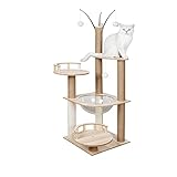 Árbol grande para gatos de 8 niveles de suelo a techo, altura ajustable, cápsula espacial, plataforma de salto para gatos, poste rascador de cuerda de sisal natural, cama acogedora, juguete