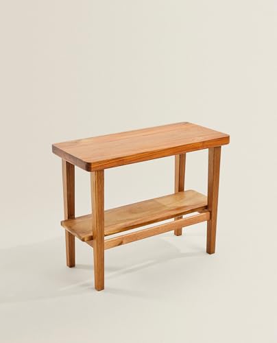 Image of Solid Sheesham Wood SideTable for Living Room | Wooden EndTable with Shelf for Bedroom & Balcony | Natural Honey Finish Bedside Table (16.9 inch H x 21.7 inch L x 9.8 inch W)