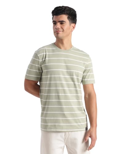 Image of Jockey 2715 Men's Super Combed Cotton Rich Striped Round Neck Half Sleeve T-Shirt