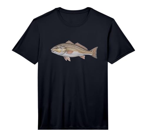 Red Drum Fish Drawing Art Design Performance T-Shirt