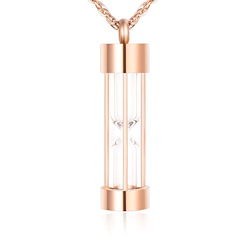 Abooxiu Hourglass Ashes Necklace For Men For Women Urn Necklace For Ashes Stainless Steel Memorial Keepsake Cremation Jewelry Ashes Holder - Rose Gold #TOP4