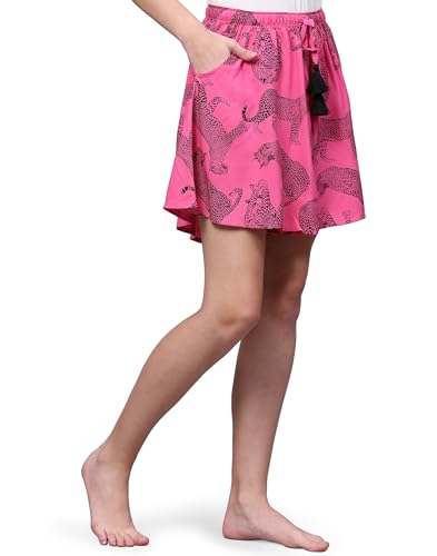 Image of B STORIES Women's Ultra-Soft Printed 100% Viscose Culotte Shorts | Soft Casual High Waist Lounge Shorts | Girls Ladies Stylish Quirky Casual Summer Beach Bottoms (S-XXL)