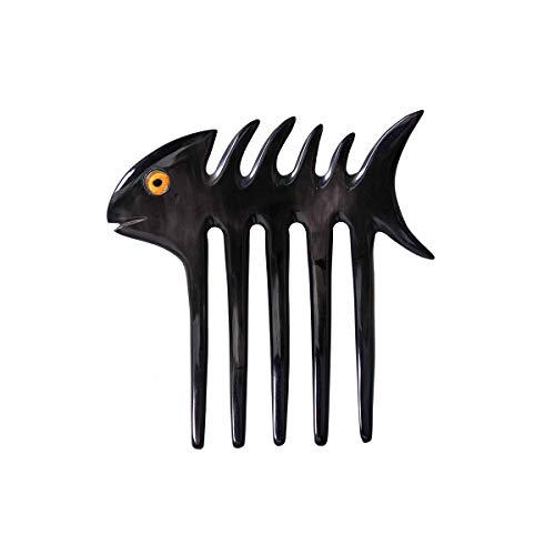 Marycrafts Black Decoration Fish Bone Buffalo Horn 5 Prongs Hair Fork, Hair Comb, Hair Pin, Hairpin, Hair Accessory, Hair Toy Handmade 4.13"
