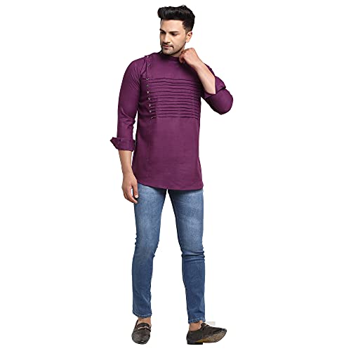 Image of SAIFOO Men's Rich Cotton Blind Short Kurta