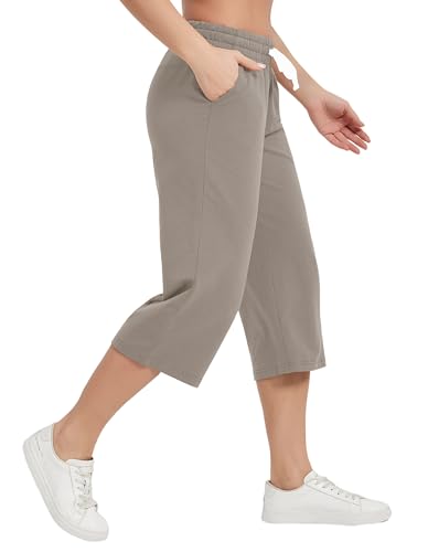Image of SPECIALMAGIC Women Capri Pants Cotton Yoga Wide Leg Pajama Pants Capris Sweatpants Sports