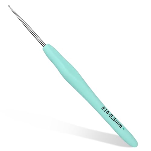 Image of SHWAKK Small Crochet Hook, 0.5 mm Lace Ergonomic Crochet Hook, Tiny Crochet Needles for Arthritic Hands, Knitting Needles with Soft Handle Beginners and Experienced Hobbyists