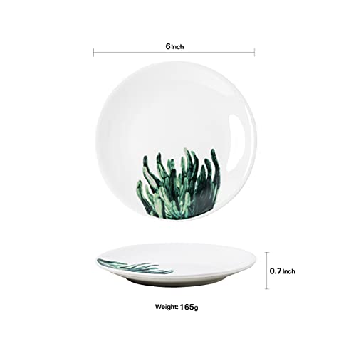 6-Inch-Set-of-6-Assorted-Designs-Small-Porcelain-Plates-with-Plants-PatternWhite-Ceramic-Dinnerware-for-Appetizer-Luncheon-Snacks-Dessert-Serving-Bread-Microwave-Oven-Dishwasher-Safe 6 Inch Set of 6 Assorted Designs Small Porcelain Plates with Plants PatternWhite Ceramic Dinnerware for Appetizer Luncheon Snacks Dessert Serving Bread Microwave Oven Dishwasher Safe