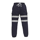 Yoko - Pantalones deportivos unisex de alta visibilidad luminosos fluorescentes reflectantes, Azul (azul marino), XL
