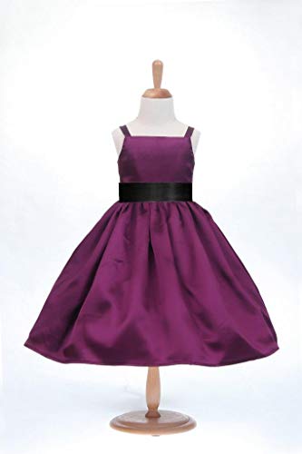 Pink Promise Girl's Plum Purple Spaghetti Straps Wedding Flower Girl Dress2