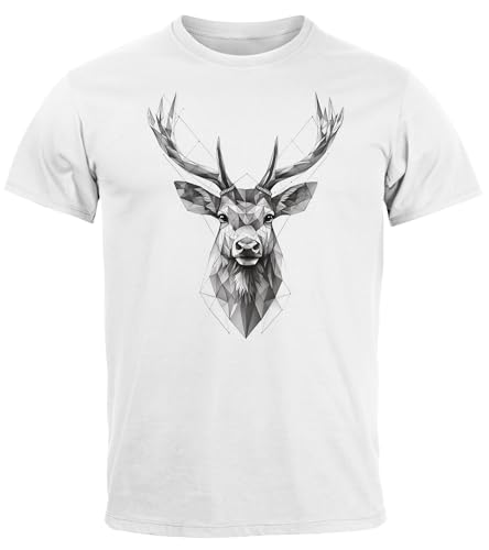 T-shirt cerf abstrait pour homme : haut à imprimé géométrique polygone