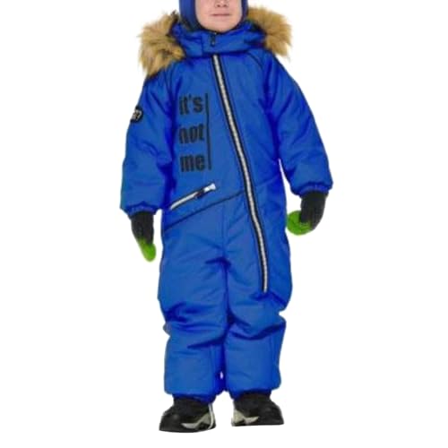 Children Ski Suit Insulated Snow Bib Overalls Thermal Warm Windproof Snowsuit with Removable Hood (Blue #1, 6-7 Years)2