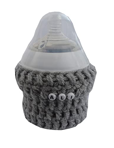 Crocheted Baby Bottle Sleeve Handmade Personalised Gift Made to Order