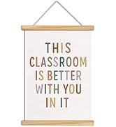 Inspirational Quote Canvas Wall Art with Wooden Hanger, Motivational Poster Print for Classroom, ...