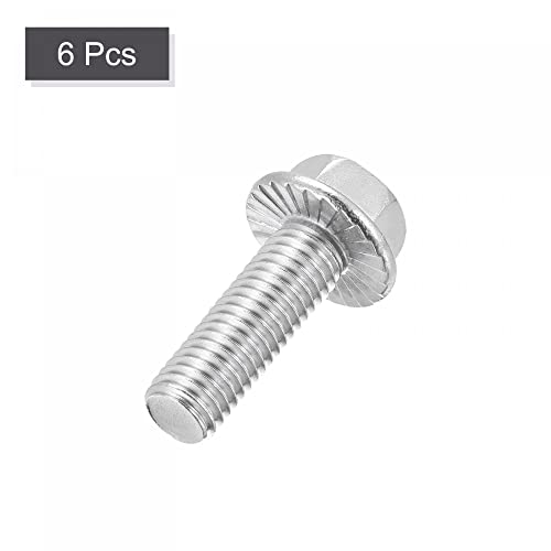 Image of uxcell M10x30mm Hex Serrated Flange Bolts Screws Metric Thread 304 Stainless Steel 6pcs