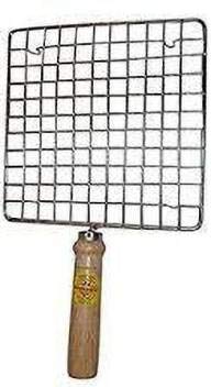 ZODEX Roster Roti Papad Chapati Toast brinjal Chicken paneer tandoor (baingan) Wooden Handle Stainless Steel net Roaster