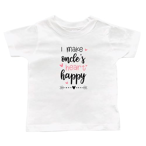 I Make Oncle's Heart Happy Black or White Infant or Toddler T-Shirt, Niece or Nephew Present, Kid Shirt, Valentine's (Oncle Heart Happy Shirt)