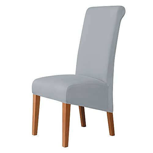 Kozuoan XL Size Chair Covers for Dining Chairs, spandex dining chair covers, detachable and washable Smoky Gray, Pack of 6