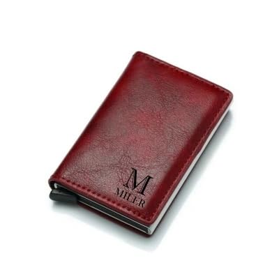 Personalized Wallet for Men - Custom Wallets for Men with Name or Initials, Leather Bifold Wallet, Personalized Gifts for Men, Husband Gifts (Wallet-Red)