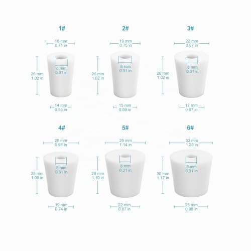 stonylab Bouchons en Silicone, Lot de 5 Bouchons en Silicone Naturel Standard 3# avec Ouverture de 8 mm à un Seul Trou – vue 2