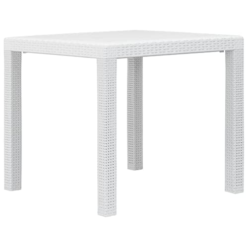 vidaXL Gartentisch Weiß Kunststoff Rattan-Optik Balkontisch Terassentisch vidaXL Gartentisch Weiß Kunststoff Rattan-Optik Balkontisch Terassentisch