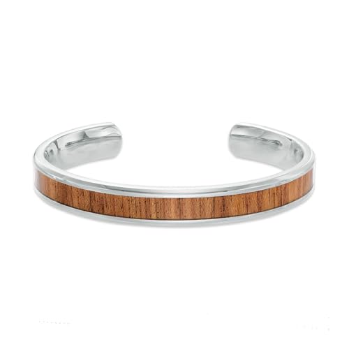 Pulsera para hombre acero inoxidable con incrustación de madera miniatura 4