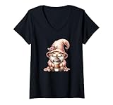 donna coffee lover caffeine barista gnome graphic for coffee mom maglietta con collo a v