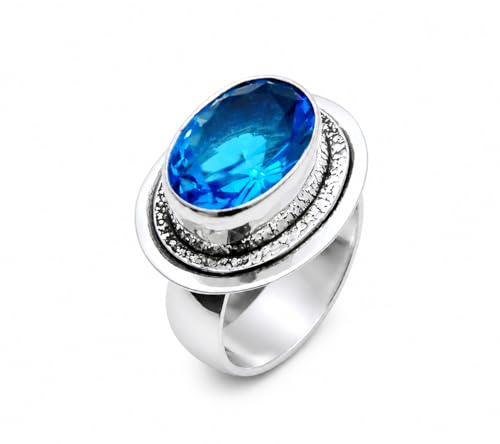 Swiss Blue Topaz Adjustable Sterling Silver Ring, 6.5