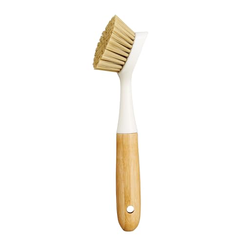Image of HIC Kitchen Dish Scrubbing Brush, Bamboo with Non-Scratch Bristles