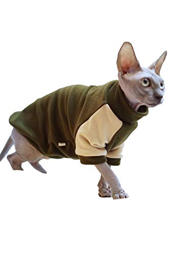 TENGTUD Sphynx Cat Ropa para Gatos sin Pelo, Ropa de Invierno para Mascotas con Costura de Dos Colores de Felpa-S Cover
