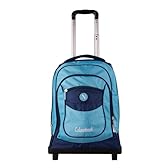 Colourbook Zaino Trolley SSC Napoli 1926 Azzurro Ufficiale, Modello 2 In 1 Scuola Elementare, Con Ruote Silenziate E Scocca Antiurto, Telaio Rinforzato, Zaino Con Carrello