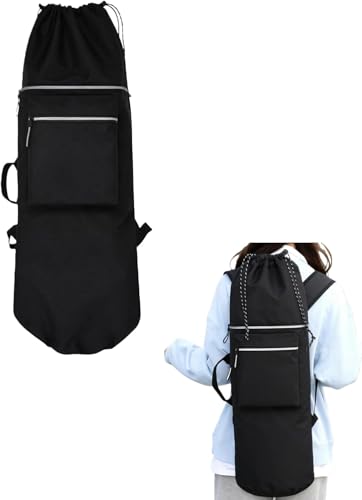 Segrehy Skateboard Backpack Bag, Waterproof & Night Reflective with Adjustable Straps, Multi-Pocket Skateboard Storage Organizer, Thickened Oxford Cloth, Perfect for Outdoor Sports, Travel(Black)