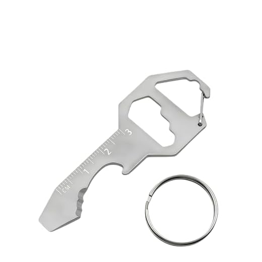 1pc 6-in-1 Stainless Steel Multi-Tool Keychain with Bottle Opener, Hex Wrench, Screwdrivers, Ruler & File Compact Portable Design for Outdoor & Everyday Use