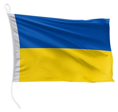 FLAGLY Premium Bootsfahne Ukraine 30 x 20 cm - 115g/m² Stoffgewicht - gedruckt, robust mit Strick & Schlaufe, Bootszubehör Motorboot (30 x 20 cm - Ukraine)