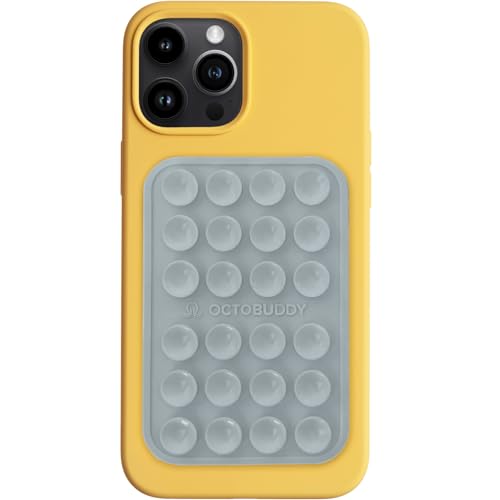 Image of OCTOBUDDY Classic MAX - Silicone Suction Phone Case Adhesive Mount - Hands-Free, Strong Grip Holder for Selfies and Videos - iPhone and Android Compatible - 2.6″ x 3.9″, Ultimate Grey