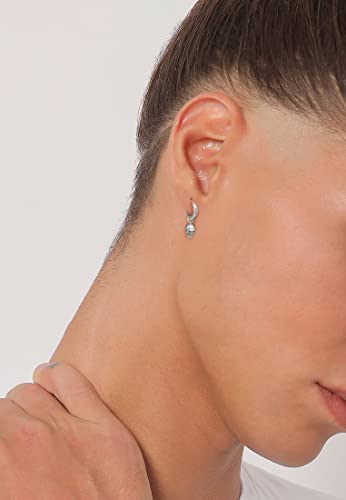 Pendientes de aro para hombre con colgante calavera de plata 925 5