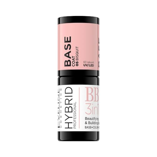 Eveline Cosmetics Hybrid Professional Base Coat Rinforzante per Unghie - No. 05 Bisquit - Formula Protettiva e Fortificante - Perfetta per Unghie Danneggiate - Disponibile in 5 Tonalità