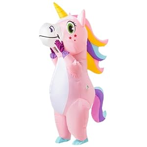 Spooktacular Creations Aufblasbares Einhorn Kostüm Ganzkörper, Einhorn Air Blow-up Kostüm für Halloween Party Cosplay Fasching Karneval - Erwachsenengröße (Einheitsgröße, Rosa)