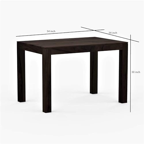 Image of AADITYA WOODS Solid Sheesham Wood 4 Seater Dining Table with Chair Set for Living Room | Wood Dinning | Hotel Restaurant Dining Set | Wooden Dining Room Set- Dark Walnut Finish Color