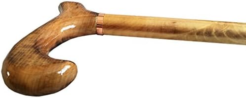 Gents Wooden Scorched Derby Cane with Collar Walking Stick with Natural Wood Stain 94cm (37") Height
