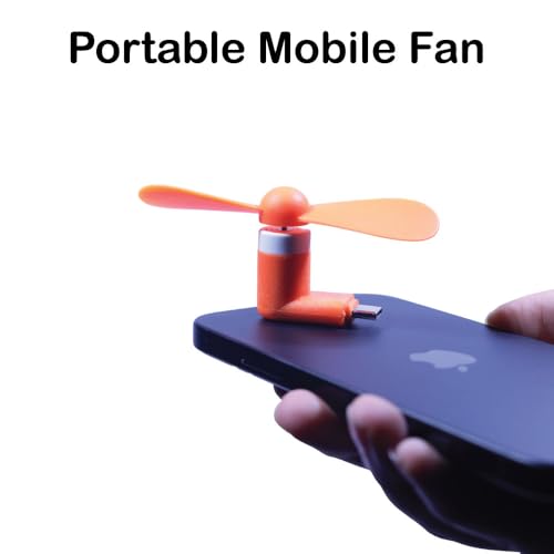 Image of USB Type C Mini Fan Pack of 2 for Mobile Phone Portable Flexible Cooling Fan Compact Pocket Travel Gadget for Android Smartphones OTG Plug & Play Silent Personal Cooling Fan Green Color