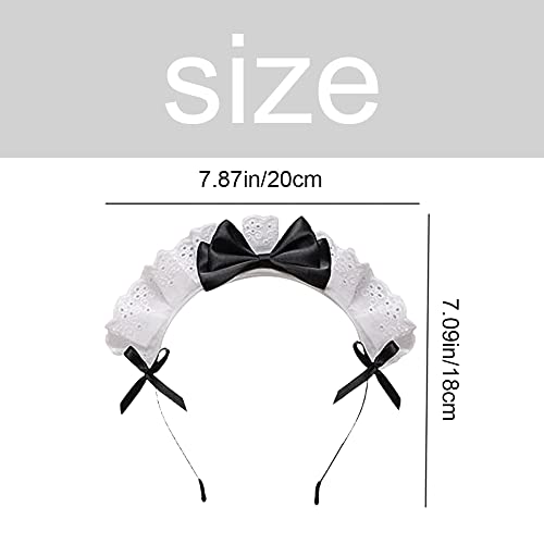 Maid Headband Bow Tie Ruffled Lace Hair Band Retro Lolita Hair Hoop for Women Girl Party Decoration Role Play Costume Parties - Image 2