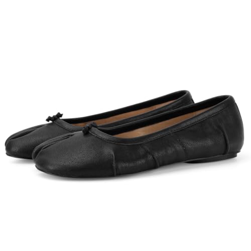 Image of VBDB Tabi Ballet Flats for Women Dressy Casual Shoes Split Toe Wide Flats Light Weight Japanese Shoes
