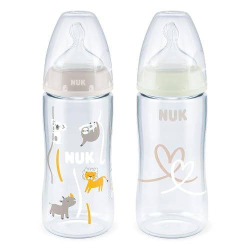 NUK Kit de Mamadeiras Anticólica Dia e Noite com Controle de Temperatura 300ml - Branca