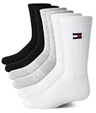 Tommy Hilfiger Unisex Kids' Athletic Socks - Cushioned Crew Socks (6 Pack), Size Shoe Size: 6-10.5, Assorted
